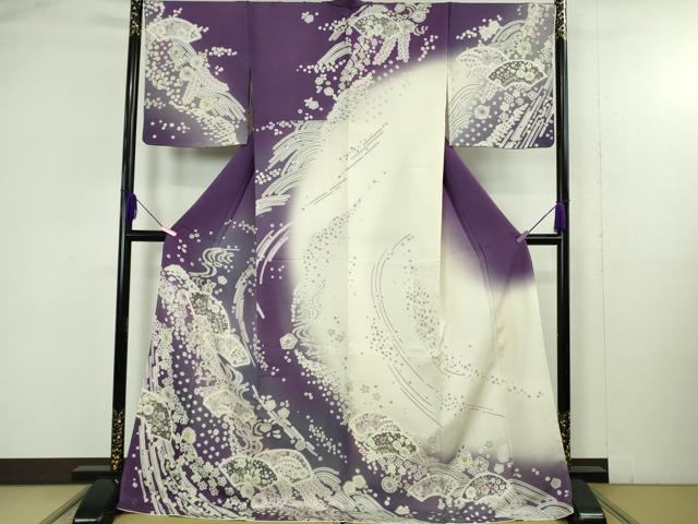 平和屋着物●極上 訪問着 辻が花 地紙 暈し染め ロング丈 逸品 新品 DZAB4936kh6
