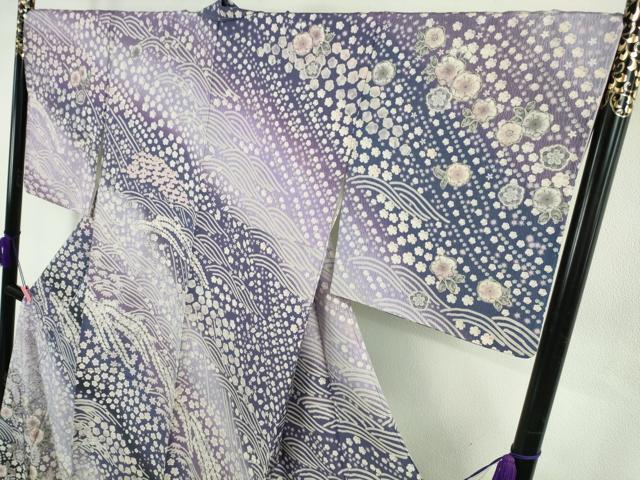 平和屋着物●極上 訪問着 辻が花 立波 暈し染め ロング丈 逸品 新品 DZAB4937kh6