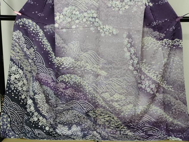 平和屋着物●極上 訪問着 立波花笹文 飛鶴地紋 暈し染め ロング丈 逸品 新品 DZAB4938kh6