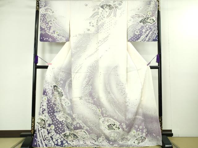 平和屋着物●極上 訪問着 辻が花 地紙 暈し染め ロング丈 逸品 新品 DZAB4943kh6
