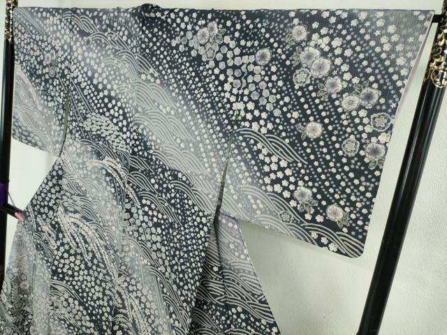 平和屋着物●極上 訪問着 辻が花 立波花文 暈し染め ロング丈 逸品 新品 DZAB4947kh6