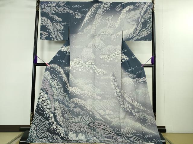平和屋着物●極上 訪問着 立波笹花文 暈し染め ロング丈 逸品 新品 DZAB4948kh6