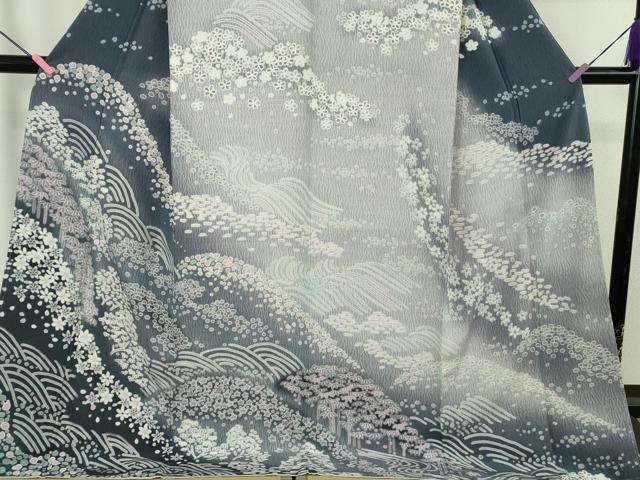 平和屋着物●極上 訪問着 立波笹花文 暈し染め ロング丈 逸品 新品 DZAB4948kh6