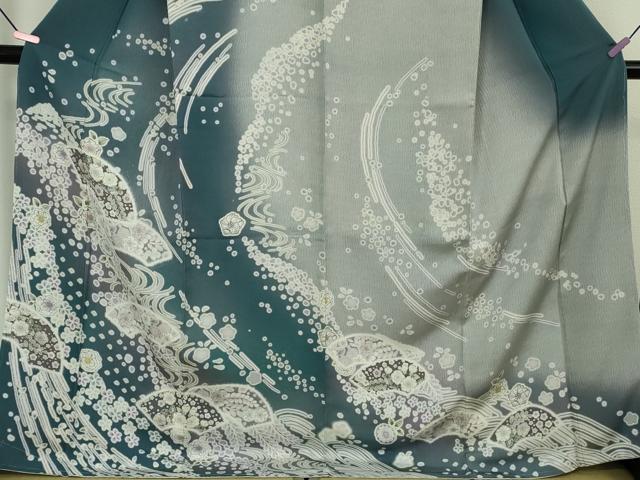 平和屋着物●極上 訪問着 辻が花 地紙 暈し染め ロング丈 逸品 新品 DZAB4950kh6