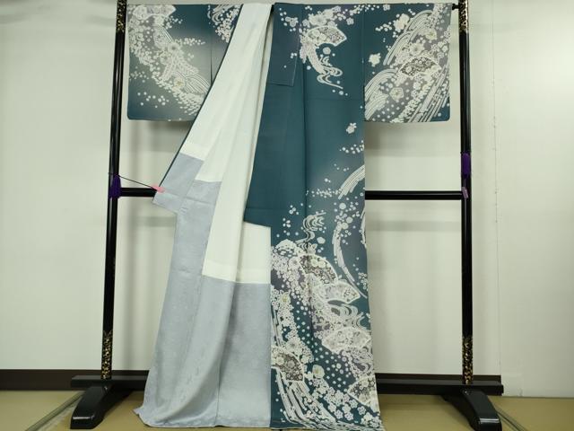 平和屋着物●極上 訪問着 辻が花 地紙 暈し染め ロング丈 逸品 新品 DZAB4950kh6