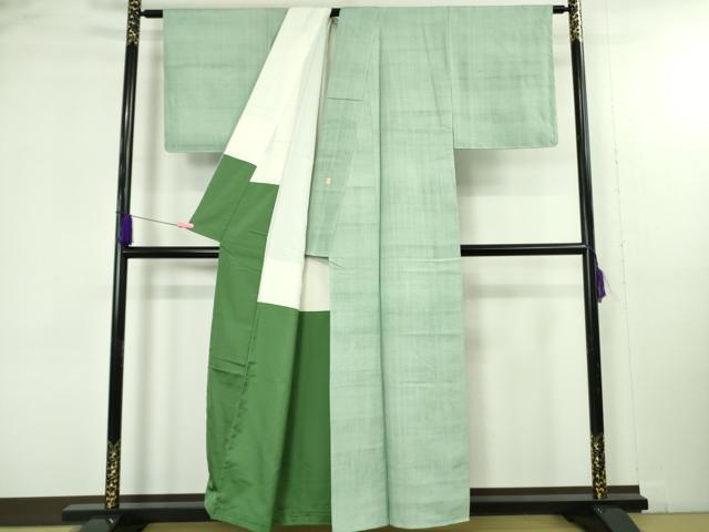 平和屋本店●極上 染司よしおか 五代目 吉岡幸雄 紬 色無地 青磁鼠色 逸品 未使用 DZAB4953kh6