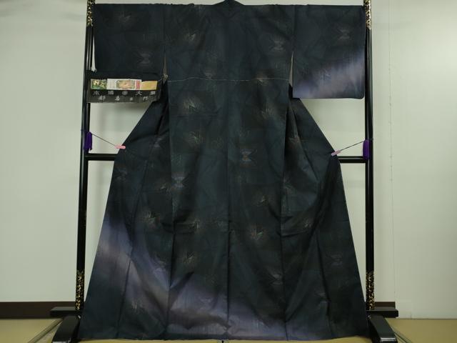 平和屋本店●極上 都喜ヱ門 本場大島紬 訪問着 7マルキ 彩霞 二重総絣 舞蝶文 藤絹織物謹製 京都きもの友禅扱い 証紙付き 逸品 DZAB4954kh6