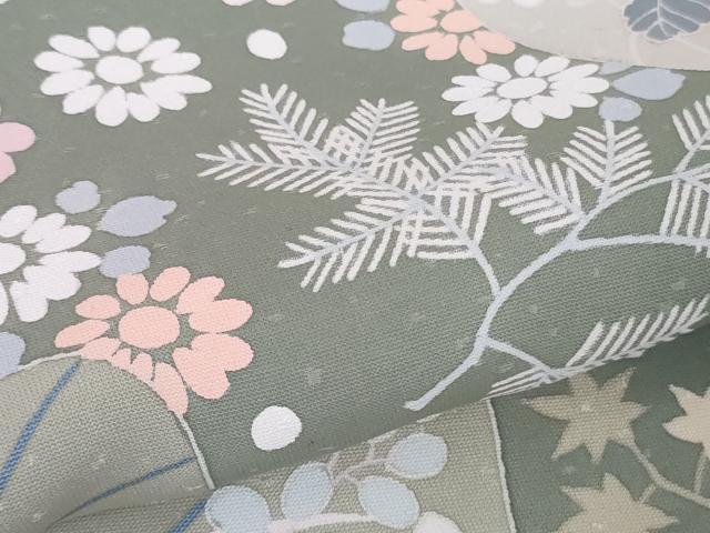 平和屋本店●極上 創業460年・千總 訪問着 刺繍 道長花松葉 枯野色地 大丸扱い 逸品 DZAB4966kh6