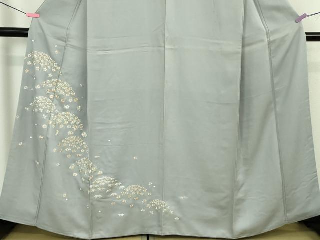 平和屋着物●極上 訪問着 総手刺繍 花笹山文 淡藤色地 金糸 逸品 DZAB4971kh6