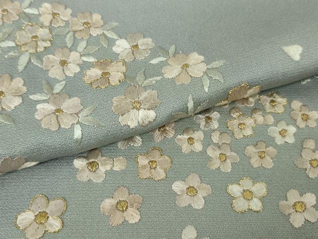 平和屋着物●極上 訪問着 総手刺繍 花笹山文 淡藤色地 金糸 逸品 DZAB4971kh6