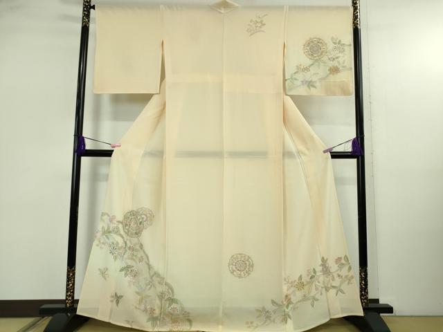 平和屋本店*極上 夏物 中国三大刺繍 スワトウ刺繍 汕頭刺繍 訪問着 絽 花唐草文 暈し染め 金糸 逸品 DZAB4979kh6
