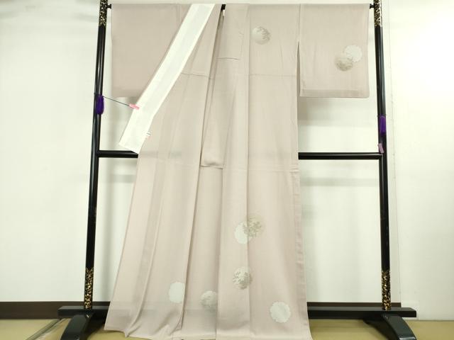 平和屋本店*希少 夏物 創業460年・千總 訪問着 絽縮緬 刺繍 手描き 雪輪鹿の子花文 薄柿色地 逸品 DZAB4980kh6