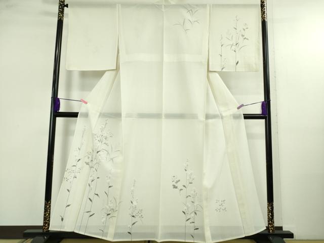 平和屋本店*極上 夏物 訪問着 紗紬 枝花文 象牙色地 逸品 未使用 DZAB4986kh6