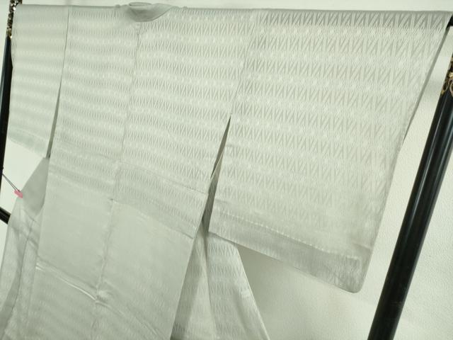 平和屋本店*極上 夏物 京都・西陣 織元ブランド 泰流舎 夏お召 菱紋紗 色無地 白鼠色 証紙付き 逸品 DZAB4987kh6