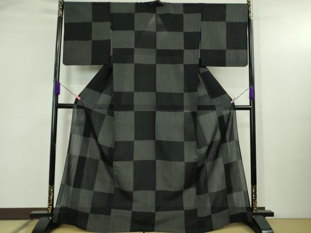 平和屋本店*極上 夏物 結城紬 夏結城 100亀甲 市松文様 逸品 DZAB4996kh6