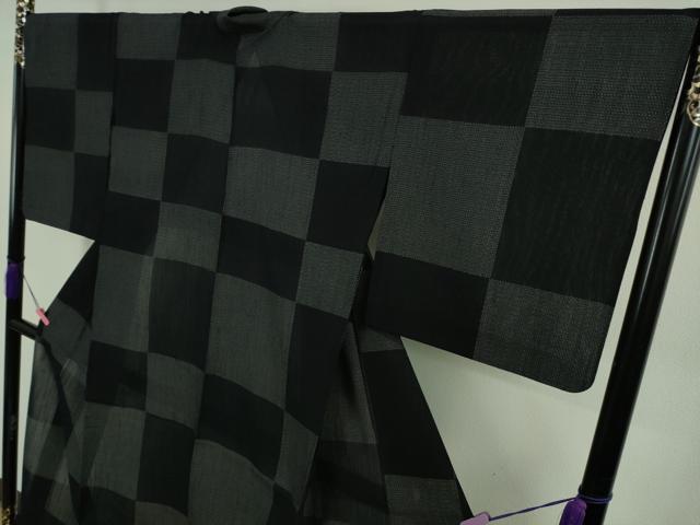 平和屋本店*極上 夏物 結城紬 夏結城 100亀甲 市松文様 逸品 DZAB4996kh6
