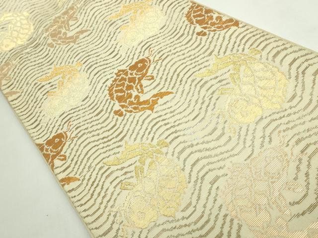 平和屋本店●最高級 龍村平蔵製 六通柄 本袋帯 荒磯 金銀糸 逸品 DZAB5028kh6