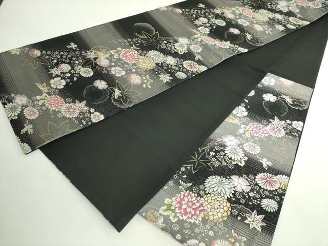 平和屋着物●極上 松田聖子 六通柄袋帯 雪輪舞花文 菊 黒地 金銀糸 やまと誂製 逸品 DZAB5039kh6