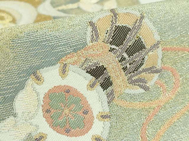 平和屋本店●極上 世界的友禅作家 千地泰弘 太鼓柄袋帯 日輪飛天之図 金銀糸 逸品 DZAB5051kh6
