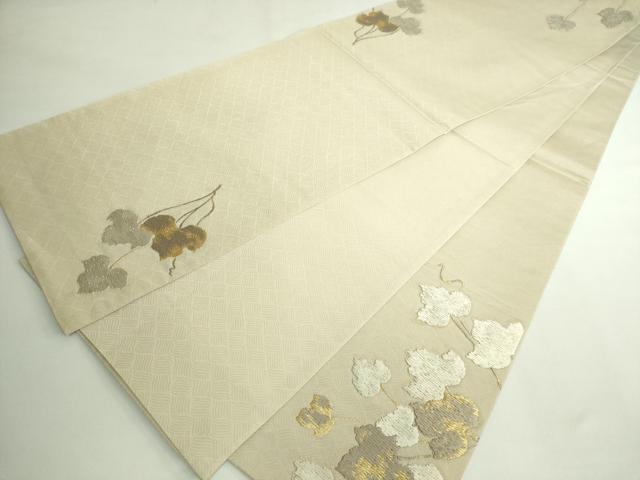 平和屋着物●極上 西陣の名門 加納幸謹製 太鼓柄袋帯 唐織 蔦の葉文 金糸 逸品 DZAB5066kh6