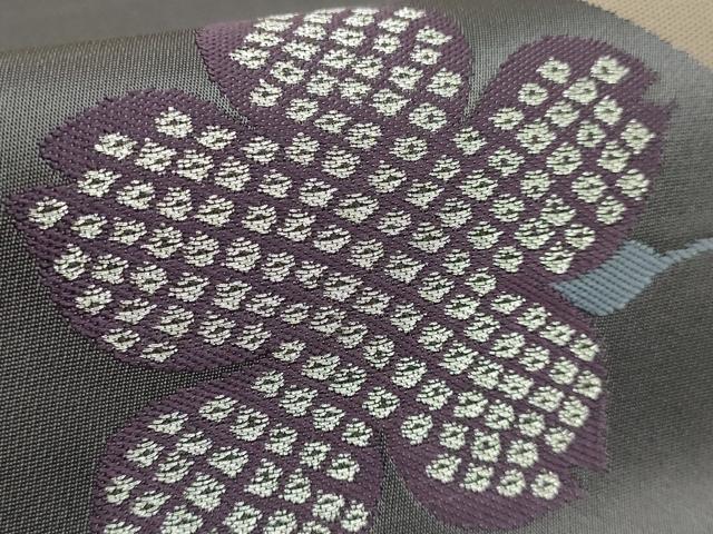 平和屋着物●極上 世界的人形師 辻村寿三郎 ジュサブロー 六通柄袋帯 舞桜 鈍色地 金糸 上代38万 反端付き 逸品 DZAB5072kh6