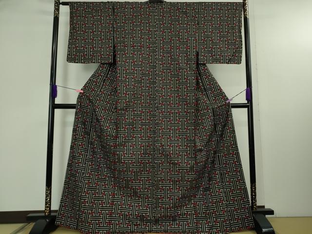 平和屋着物●希少 本場大島紬 龍郷絣 秋名バラ アンサンブル 長羽織セット 逸品 DZAB5104kh6
