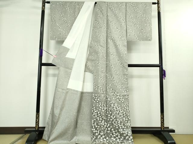 平和屋着物●極上 二代目 川村久太郎 訪問着 白山紬 霞文 逸品 未使用 DZAB5105kh6