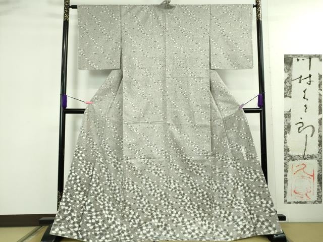 平和屋着物●極上 二代目 川村久太郎 訪問着 白山紬 霞文 逸品 未使用 DZAB5105kh6