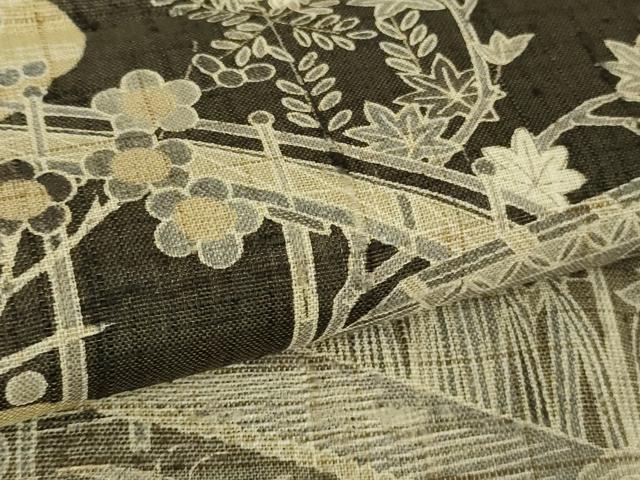 平和屋本店●極上 染織の名門 しょうざん 生紬 訪問着 渡橋風景花文 反端付き 逸品 DZAB5107kh6