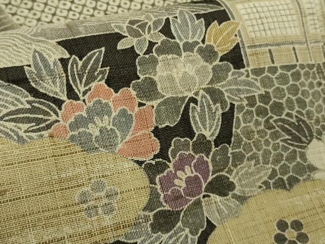 平和屋本店●極上 染織の名門 しょうざん 生紬 訪問着 渡橋風景花文 反端付き 逸品 DZAB5107kh6