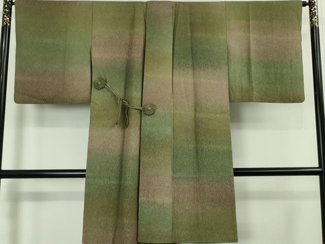 平和屋着物∞極上 道中着 ロング丈 お召地 よろけ縞地紋 暈し染め 逸品 DZAB5123kh6