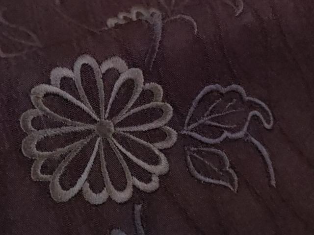 平和屋着物∞極上 道行コート ロング丈 刺繍 菊唐草 立涌地紋 深紫色地 逸品 DZAB5134kh6