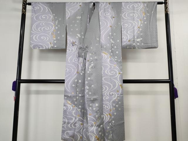 平和屋着物∞極上 道中着 ロング丈 流水舞花弁 暈し染め 金銀彩 鈴乃屋扱い 逸品 DZAB5140kh6