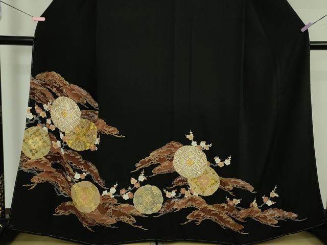 平和屋本店●極上 創業460年・千總 黒留袖 駒刺繍 花丸松文 金彩 高島屋扱い 逸品 未使用 DZAB5150kh6