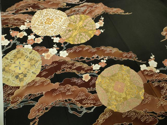 平和屋本店●極上 創業460年・千總 黒留袖 駒刺繍 花丸松文 金彩 高島屋扱い 逸品 未使用 DZAB5150kh6
