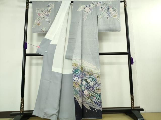 平和屋着物●極上 伯河貞雄 訪問着 辻が花 絞り 暈し染め 淡藤色地 金通し地 鈴乃屋扱い 逸品 未使用 DZAB5154kh6