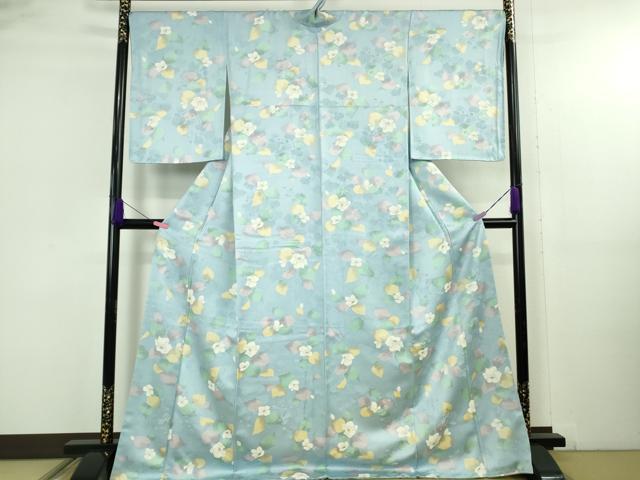 平和屋着物●極上 小紋 地紋起こし 草花文 ロング丈 逸品 未使用 DZAB5155kh6