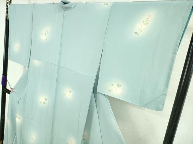 平和屋着物●極上 草木染作家 大場きみ 小紋 手描き 彩映 白藍色地 暈し染め 逸品 未使用 DZAB5157kh6