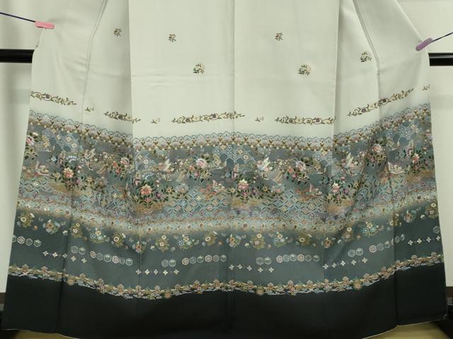 平和屋本店●極上 中国三大刺繍 スワトウ刺繍 汕頭刺繍 訪問着 花鳥文 暈し染め 金彩 逸品 DZAB5168kh6