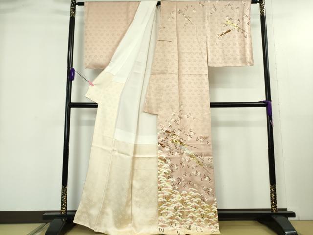 平和屋着物●極上 訪問着 扇 松萩文 洗柿色地 金彩 逸品 DZAB5171kh6