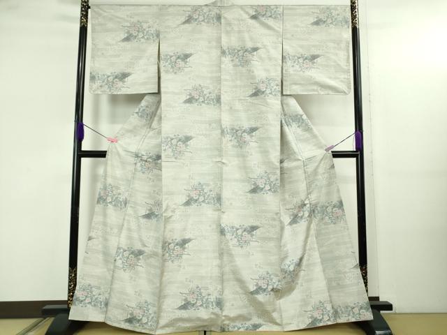 平和屋着物●極上 本場大島紬 白大島 草花文 逸品 未使用 DZAB5181kh6