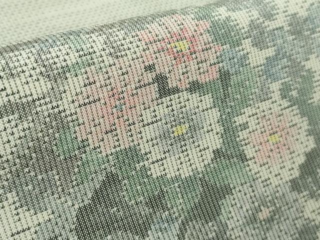 平和屋着物●極上 本場大島紬 白大島 草花文 逸品 未使用 DZAB5181kh6