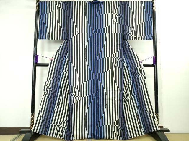 平和屋本店●極上 本場染大島紬 変わり縞 逸品 DZAB5184kh6