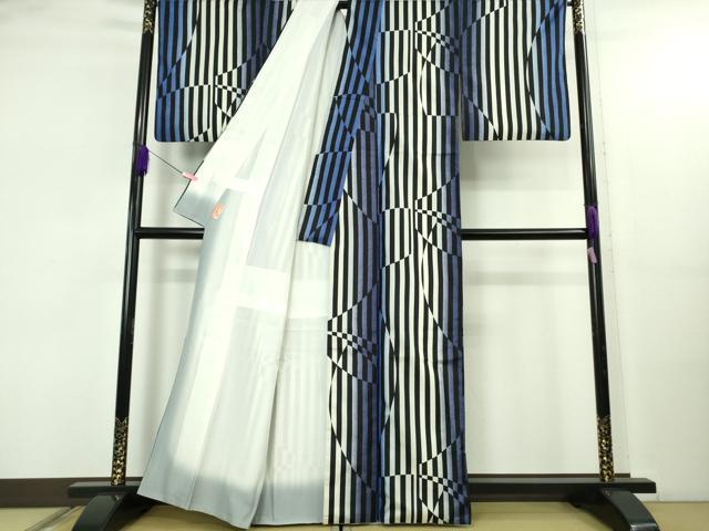 平和屋本店●極上 本場染大島紬 変わり縞 逸品 DZAB5184kh6