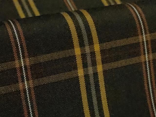 平和屋本店●極上 本場黄八丈 黒八丈 紬 平織 格子 逸品 未使用 DZAB5185kh6