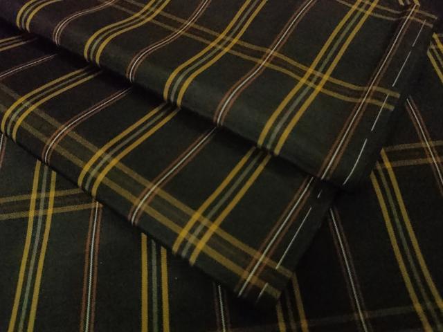 平和屋本店●極上 本場黄八丈 黒八丈 紬 平織 格子 逸品 未使用 DZAB5185kh6