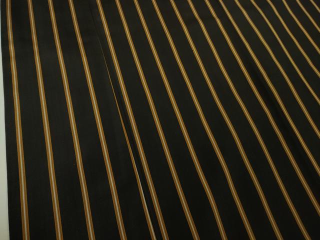 平和屋本店●極上 本場黄八丈 黒八丈 紬 平織 縞 逸品 DZAB5186kh6