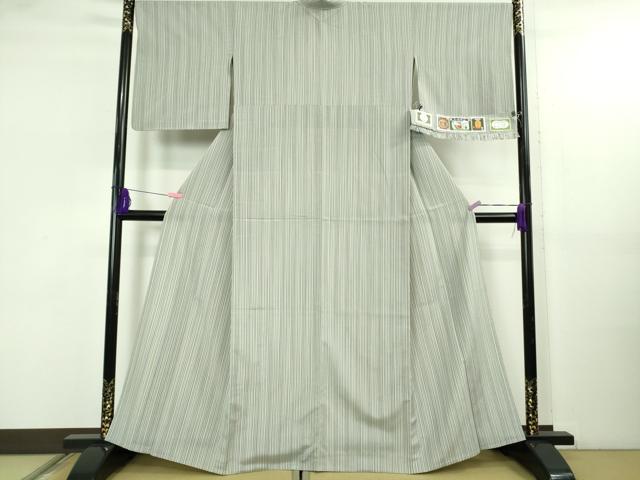 平和屋着物▽極上 本塩沢 やまだ織 単衣 縞 勝又ケサノ作 証紙付き 逸品 DZAB5203kh6