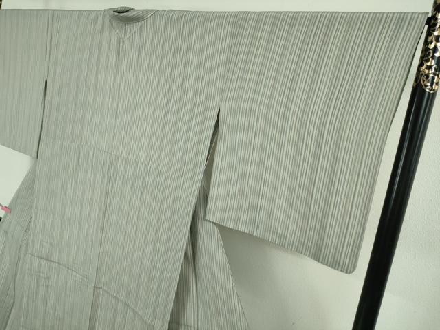 平和屋着物▽極上 本塩沢 やまだ織 単衣 縞 勝又ケサノ作 証紙付き 逸品 DZAB5203kh6