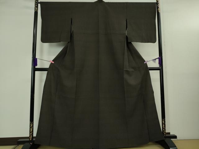 平和屋本店▽極上 紬 単衣 草木染 黒紅色地 ゑり善扱い たとう紙付き 逸品 DZAB5206kh6